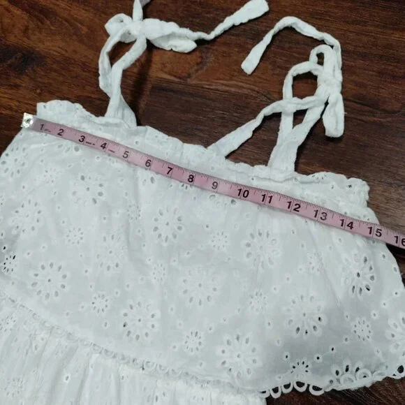 Simplee White Eyelet Lace Whimsy Cottagecore Prairie Halter Twee Dress S NWOT - Picture 9 of 10